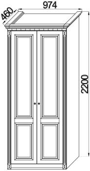 Шкаф 2-х дверный + карниз  ш.900 выс.2200 гл.455