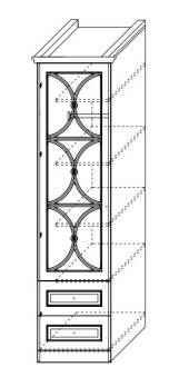 Шкаф 1-дверный с зеркалом с ящиками ш.500 в.2030 гл.520 (лев/прав)4b