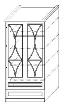 Шкаф 2-х дверный с зеркалом с ящиками ш.1000 в.2030 гл.520