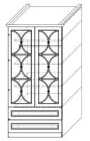 Шкаф 2-х дверный с зеркалом с ящиками ш.1000 в.2030 гл.520_8b