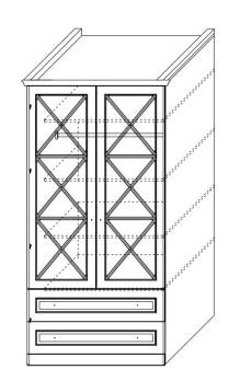 Шкаф 2-х дверный с зеркалом с ящиками ш.1000 в.2030 гл.520_2c