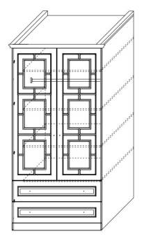Шкаф 2-х дверный с зеркалом с ящиками ш.1000 в.2030 гл.520_2d