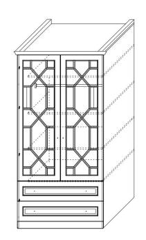 Шкаф 2-х дверный с зеркалом с ящиками ш.1000 в.2030 гл.520_2e