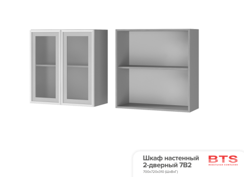 7В2 Шкаф настенный 2-дверный со стеклом Арабика