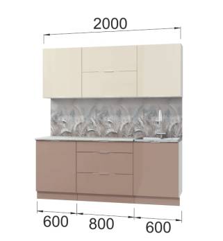 Гарнитур кухонной мебели "Асти Латте 2,0" (под накл. мойку)